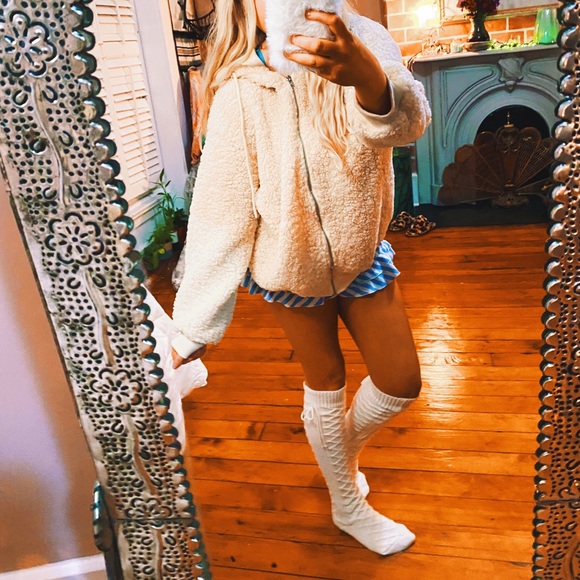 Jackets & Blazers - Cream Teddy Jacket Coat Zip Up 🖤